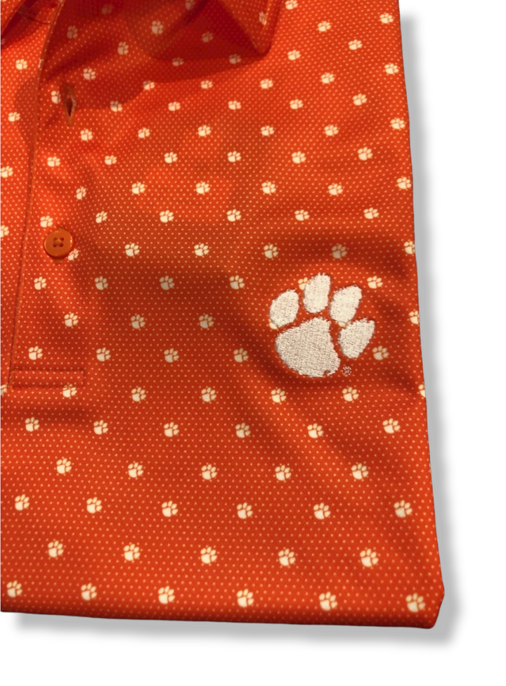 Horn Legend Paw Dot Print Polo - Orange/White