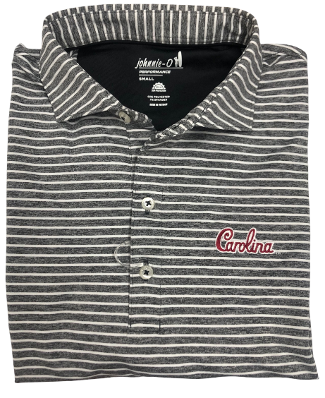 Johnnie-O University of South Carolina Script Clipper Striped Jersey Performance Polo: Black