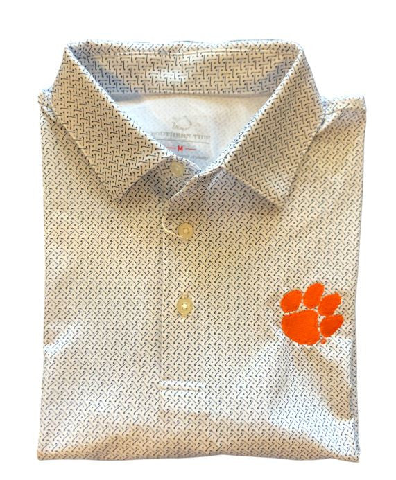 Southern Tide Clubbin It Clemson University Polo: Classic White