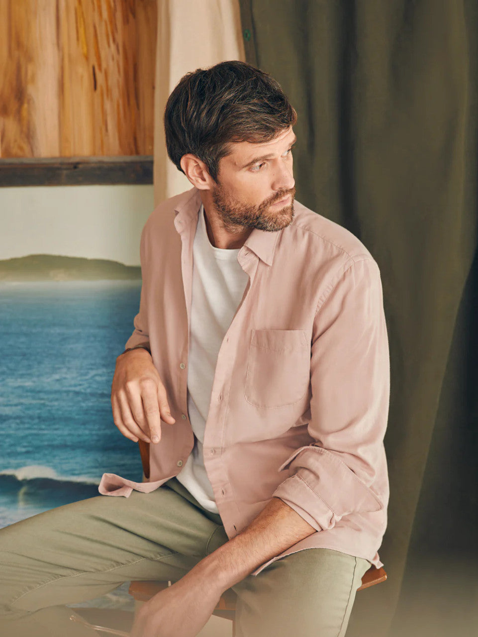 Faherty Sunwashed Chambray Shirt: Coastal Muave