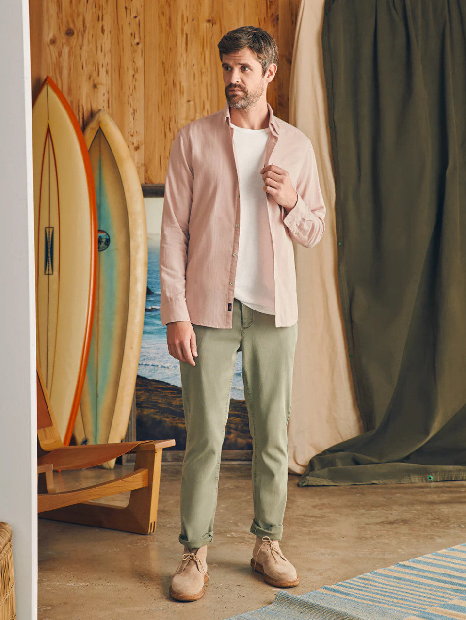 Faherty Sunwashed Chambray Shirt: Coastal Muave