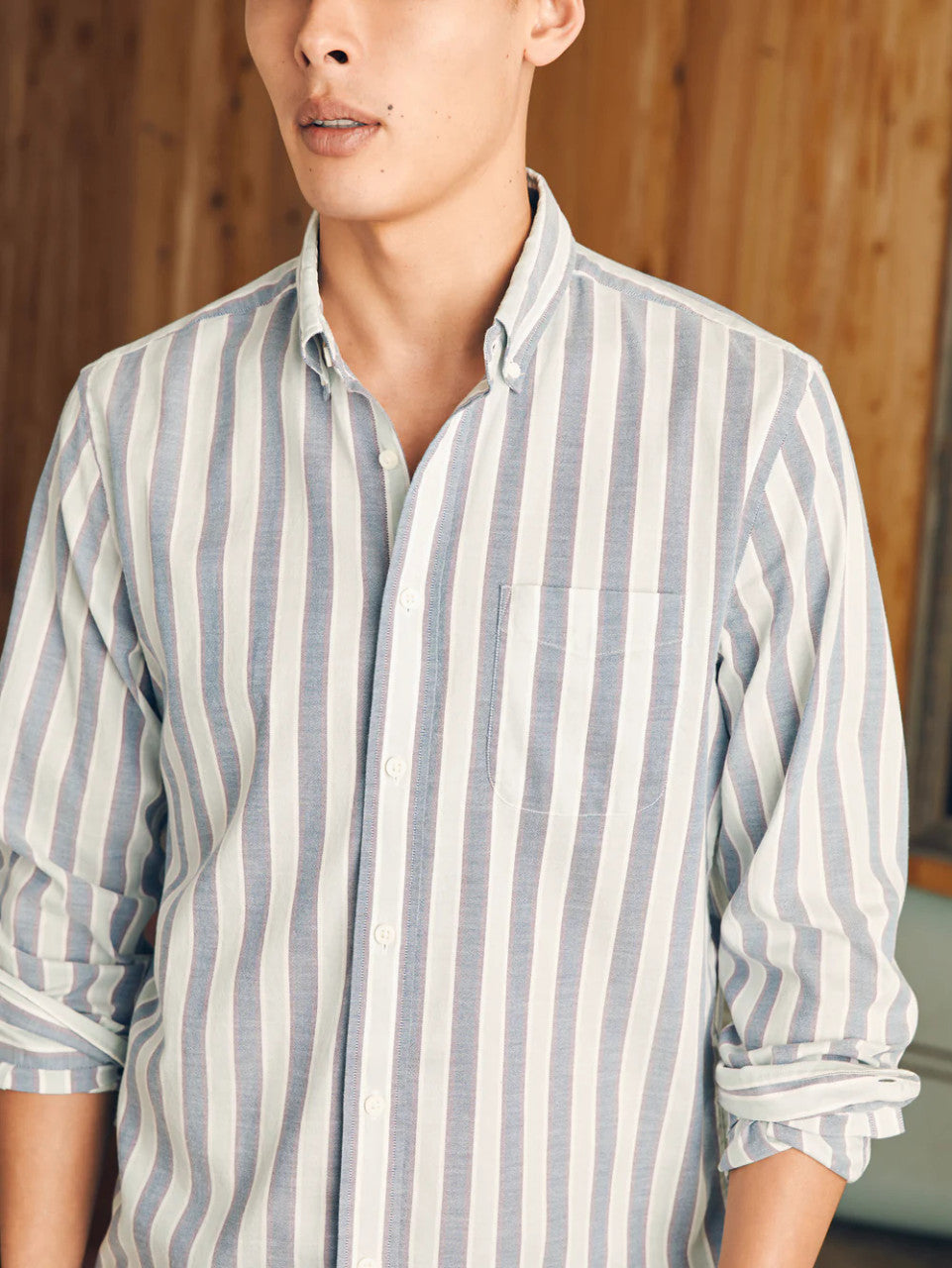 Faherty Supima Oxford Shirt: Coastal Skies Stripe