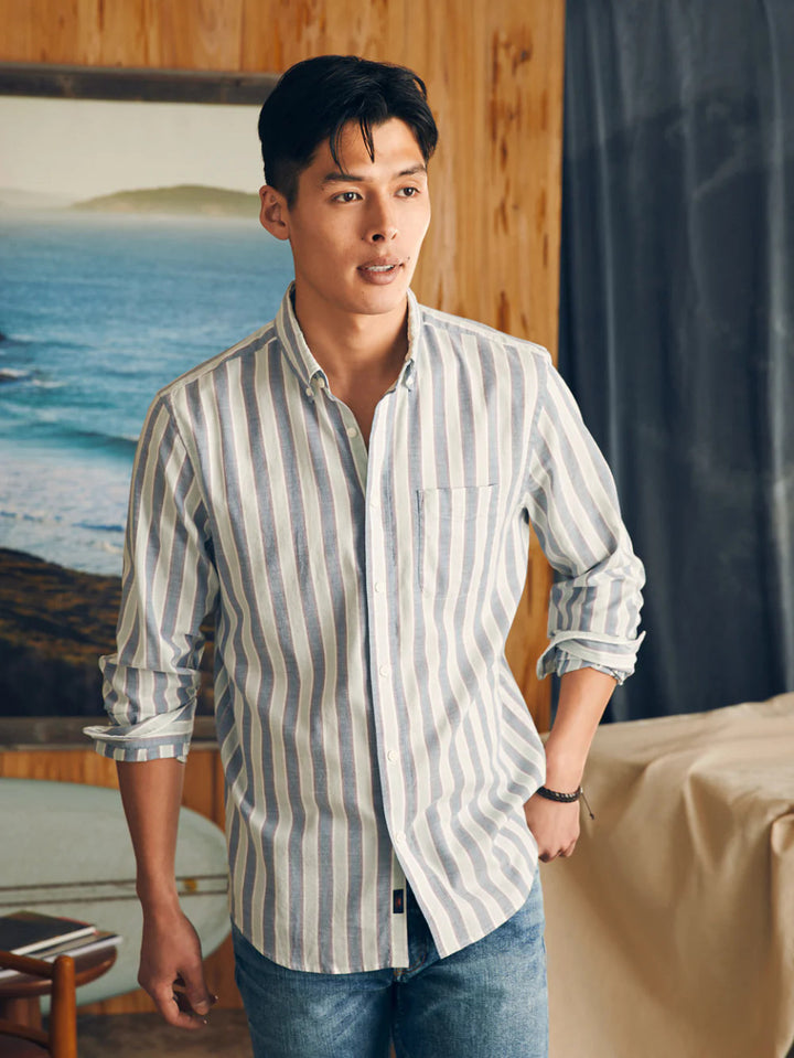 Faherty Supima Oxford Shirt: Coastal Skies Stripe