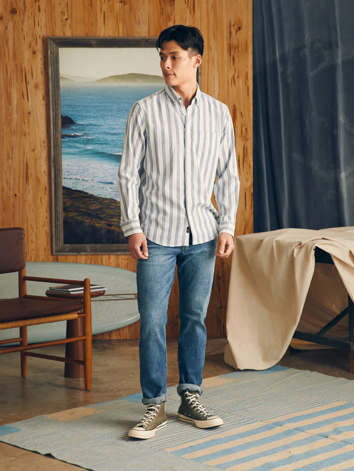 Faherty Supima Oxford Shirt: Coastal Skies Stripe