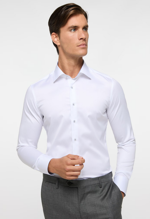 Eterna Slim Fit Luxury Shirt Cutaway: White w/ Contrast