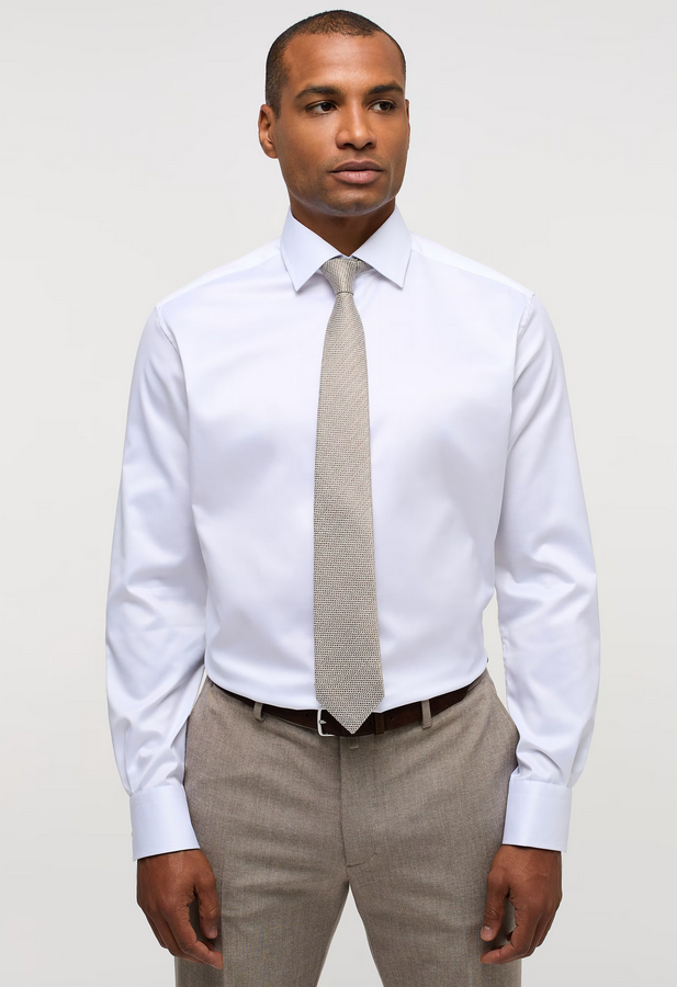 Eterna Modern Fit Luxury Shirt Cutaway: White w/ Contrast