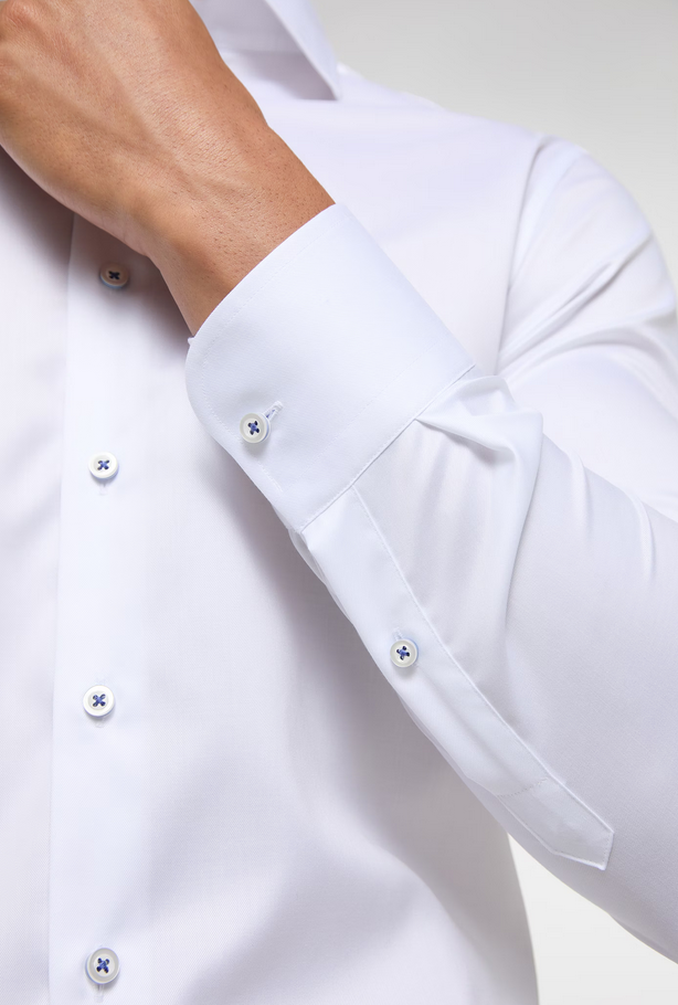 Eterna Slim Fit Luxury Shirt Cutaway: White w/ Contrast