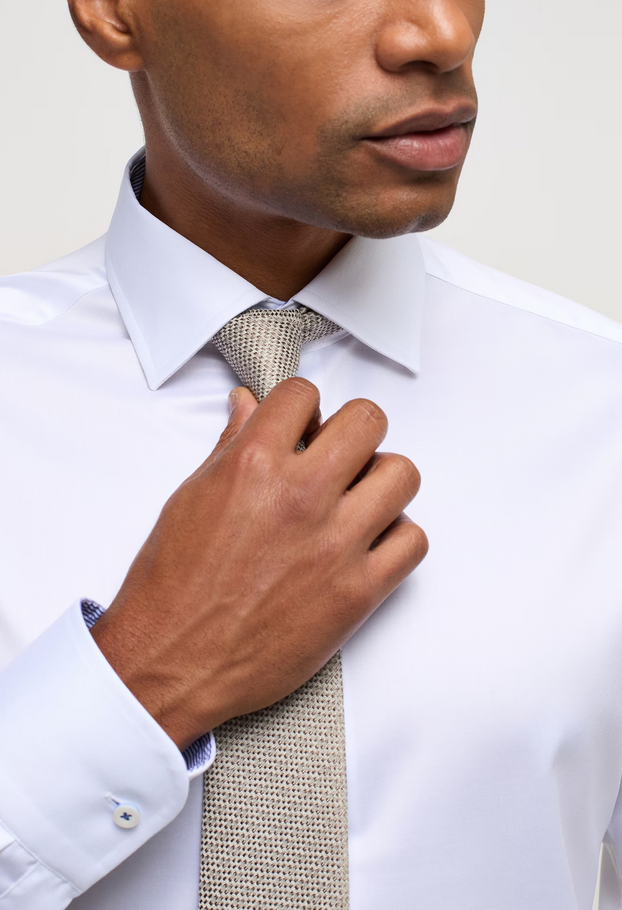 Eterna Modern Fit Luxury Shirt Cutaway: White w/ Contrast