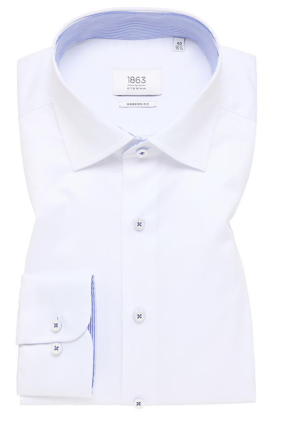 Eterna Modern Fit Luxury Shirt Cutaway: White w/ Contrast