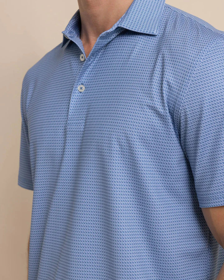 Southern Tide Driver Getting Ziggy With It Printed Polo: Coronet Blue