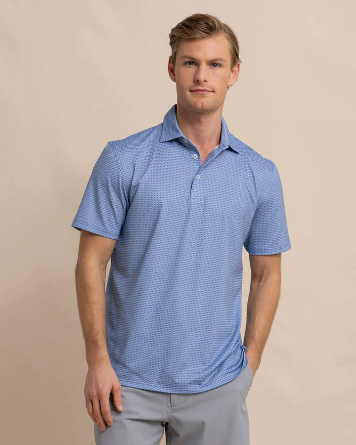 Southern Tide Driver Getting Ziggy With It Printed Polo: Coronet Blue