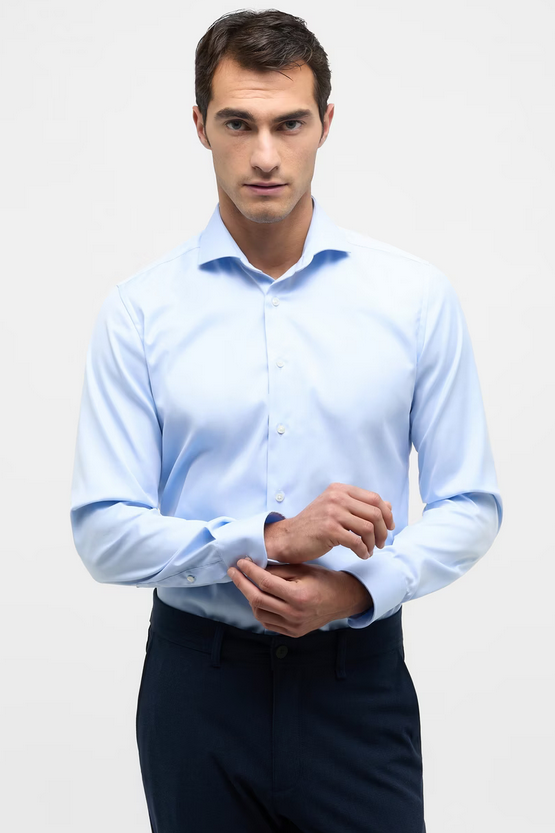 Eterna Slim Fit Cover Shirt Cutaway: Sky