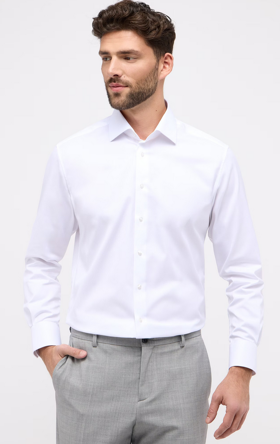 Eterna Modern Fit Cover Shirt Cutaway: White