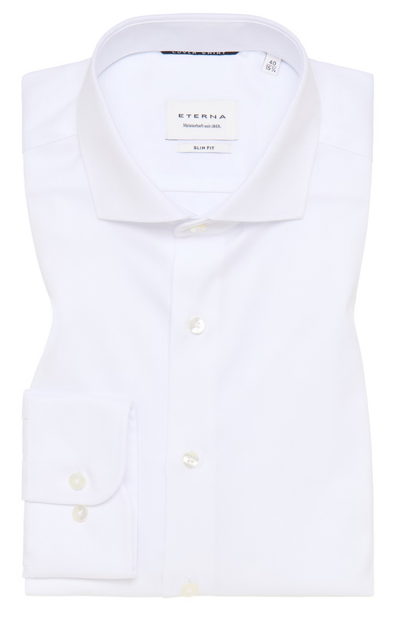 Eterna Slim Fit Cover Shirt Cutaway: White