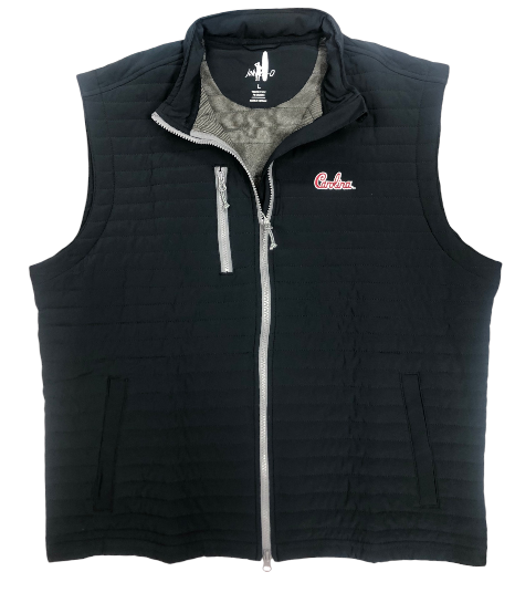 Johnnie-O University of South Carolina Script Crosswind Quilted Performance Vest: Black