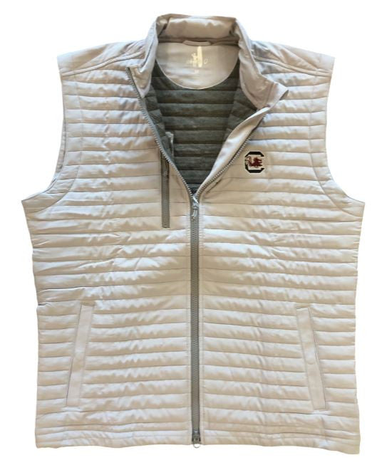 Johnnie-O University of South Carolina Block C Crosswind Quilted Performance Vest: Seal