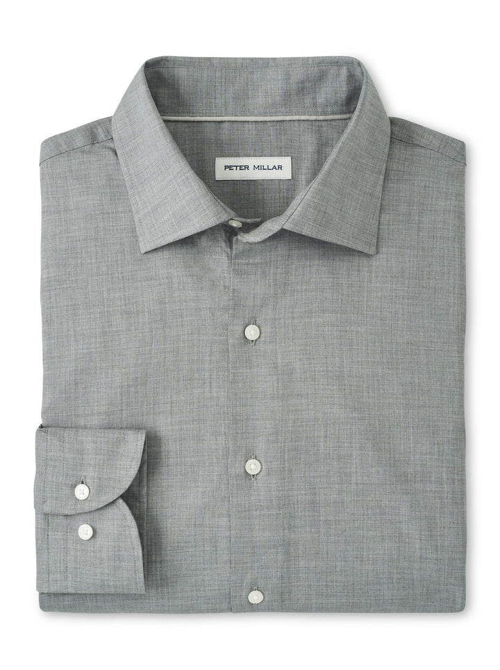 Peter Millar Highlands Soft Twill Cotton Sport Shirt: Gale Grey