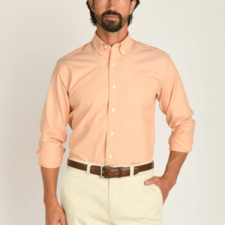 Duckhead Cotton Oxford Sport Shirt - Morris Solid: Almost Apricot