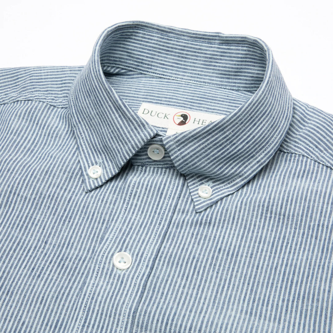 Duck Head Hosford Stripe Oxford Shirt: Indigo Blue