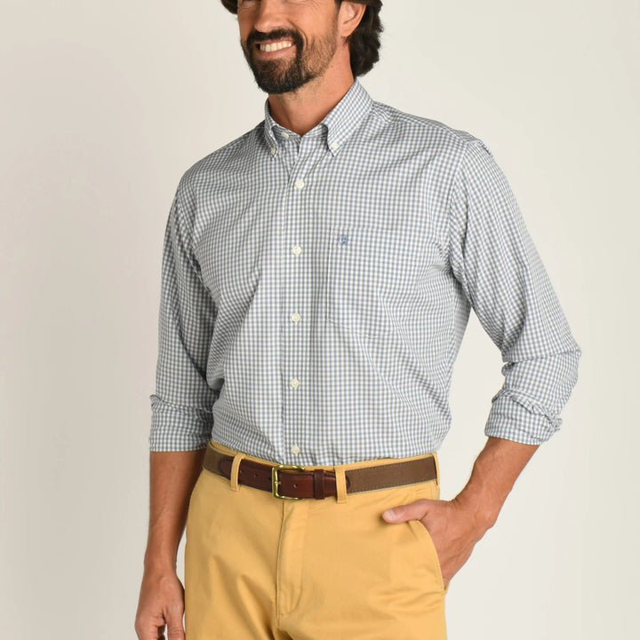 Duckhead Performance Poplin Sport Shirt - Walton Gingham: Tempest Blue