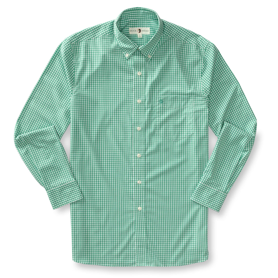 Duck Head Walton Gingham Performance Poplin Sport Shirt: Tidal Green