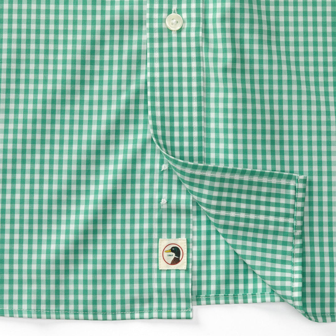 Duck Head Walton Gingham Performance Poplin Sport Shirt: Tidal Green