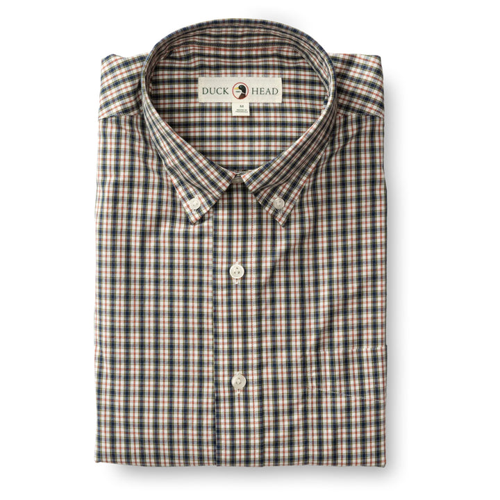 Duck Head Cotton Poplin Sport Shirt: Hatcher Plaid - Navy