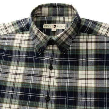 Duck Head Cotton Flannel Sport Shirt Becker Plaid: Dark Plaid