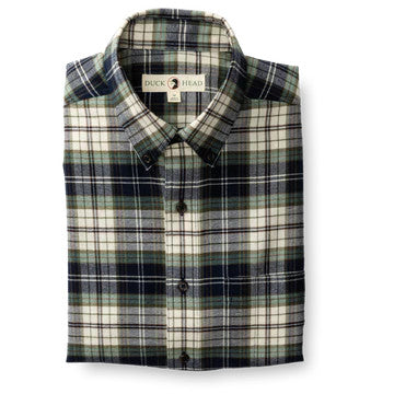 Duck Head Cotton Flannel Sport Shirt Becker Plaid: Dark Plaid