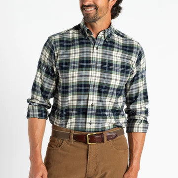 Duck Head Cotton Flannel Sport Shirt Becker Plaid: Dark Plaid