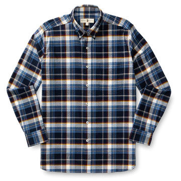 Duck Head Cotton Flannel Sport Shirt Sullivan Plaid: Navy