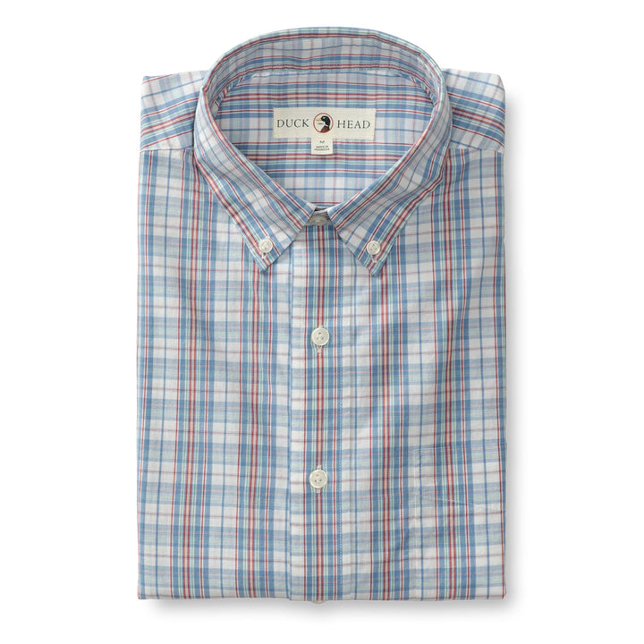 Duck Head Hayford Plaid Cotton Poplin Sport Shirt: Lure Blue