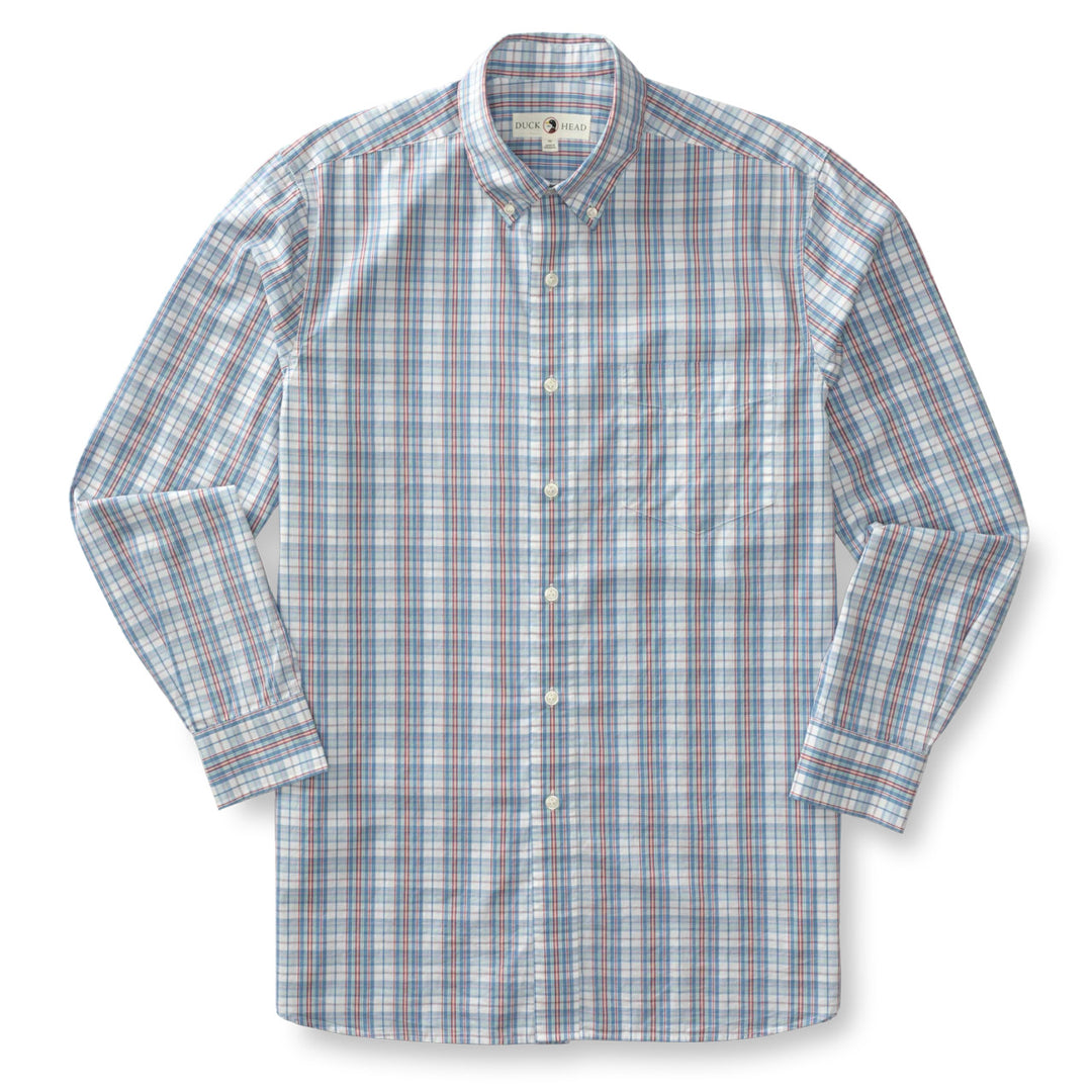 Duck Head Hayford Plaid Cotton Poplin Sport Shirt: Lure Blue