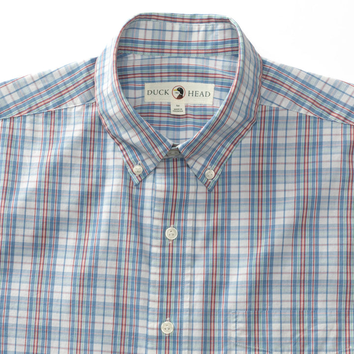 Duck Head Hayford Plaid Cotton Poplin Sport Shirt: Lure Blue