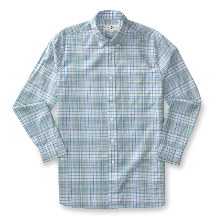 Duck Head Harkins Cotton Twill Plaid Sport Shirt: Light Blue