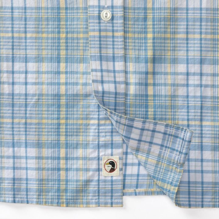 Duck Head Harkins Cotton Twill Plaid Sport Shirt: Light Blue