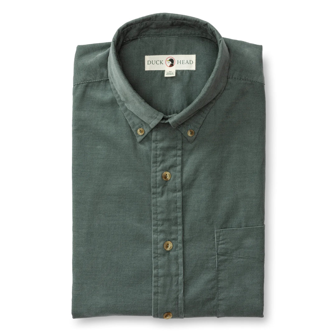 Duck Head Whitman Corduroy Sport Shirt: Balsam Green