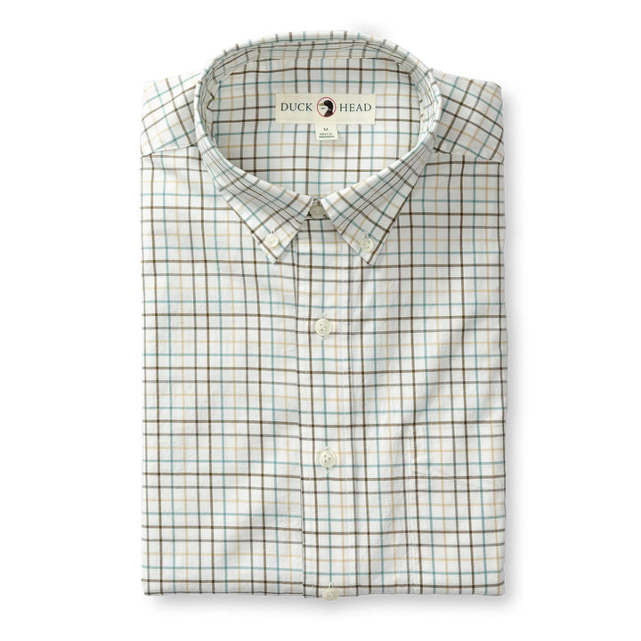 Duck Head Joyner Plaid Cotton Twill Sport Shirt: Midnight Olive