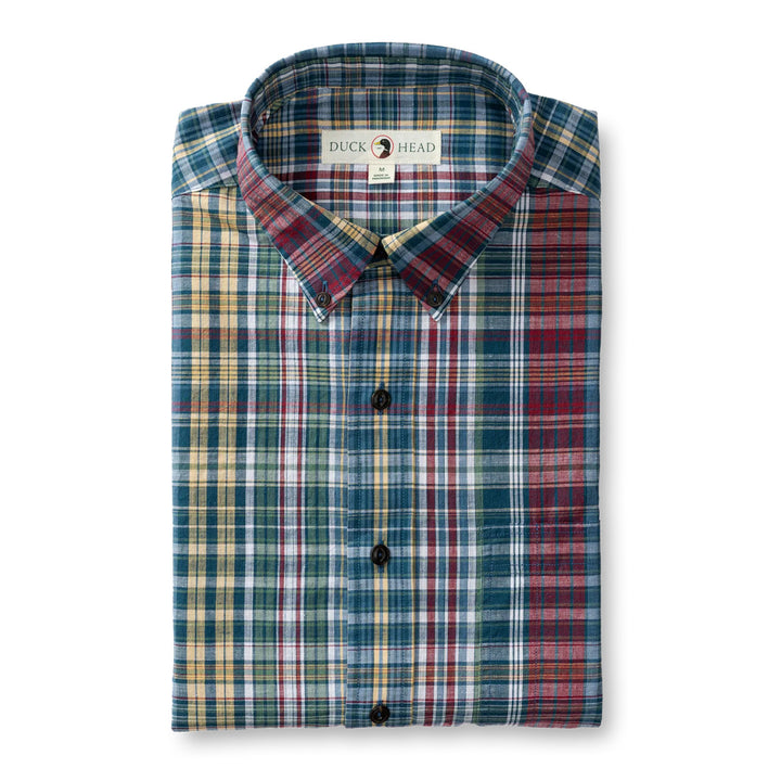 Duck Head Reid Plaid Cotton Slub Sport Shirt: Coronet Blue