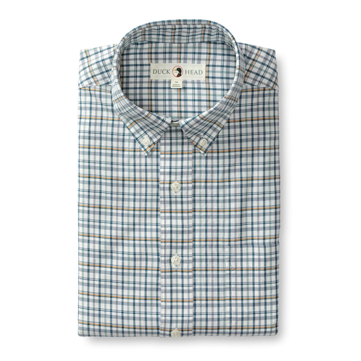 Duck Head Dafton Plaid Cotton Oxford Sport Shirt: Stone Blue