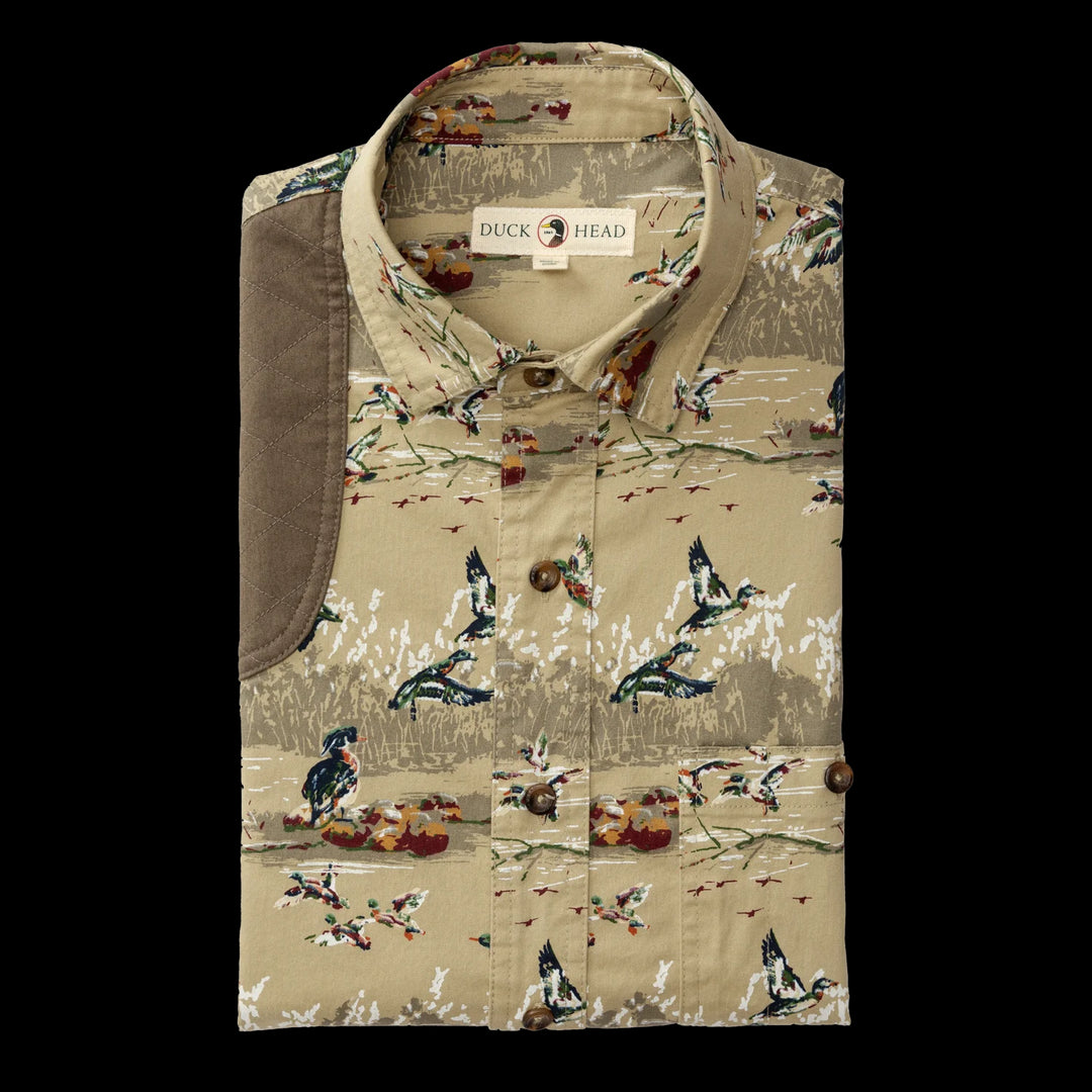 Duck Head Woodland Shooting Shirt: Khaki Print