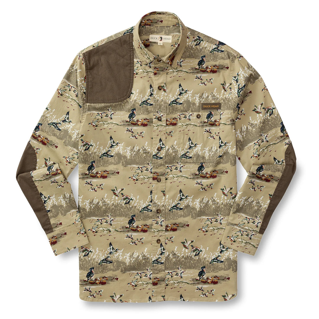 Duck Head Woodland Shooting Shirt: Khaki Print