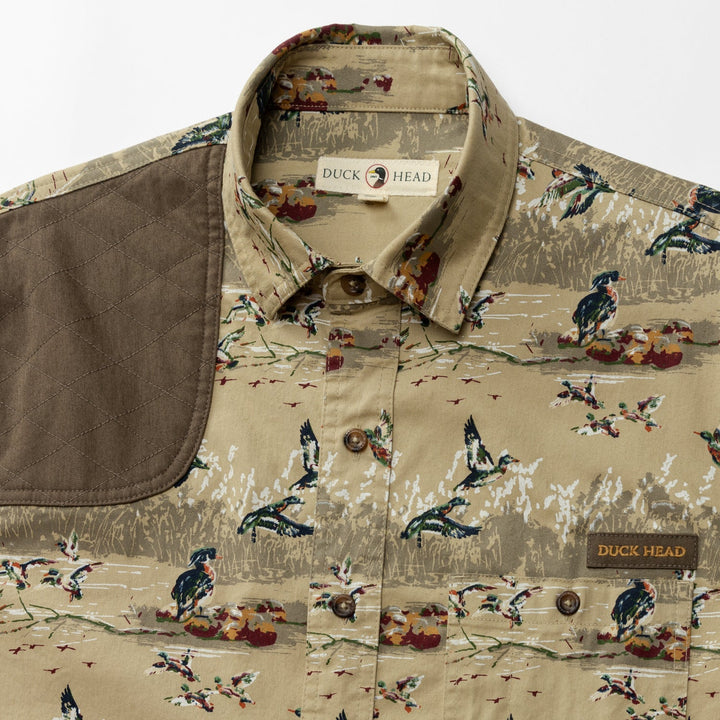 Duck Head Woodland Shooting Shirt: Khaki Print