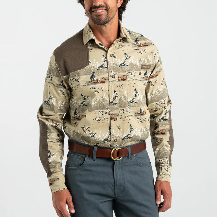 Duck Head Woodland Shooting Shirt: Khaki Print