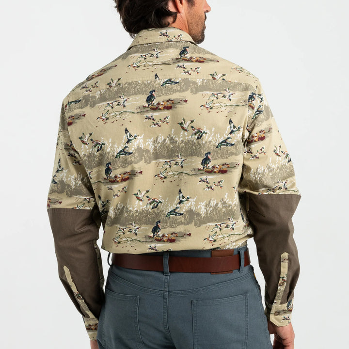 Duck Head Woodland Shooting Shirt: Khaki Print