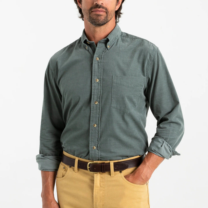 Duck Head Whitman Corduroy Sport Shirt: Balsam Green