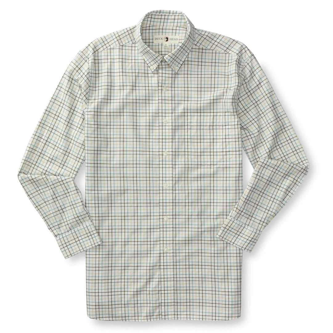 Duck Head Joyner Plaid Cotton Twill Sport Shirt: Midnight Olive