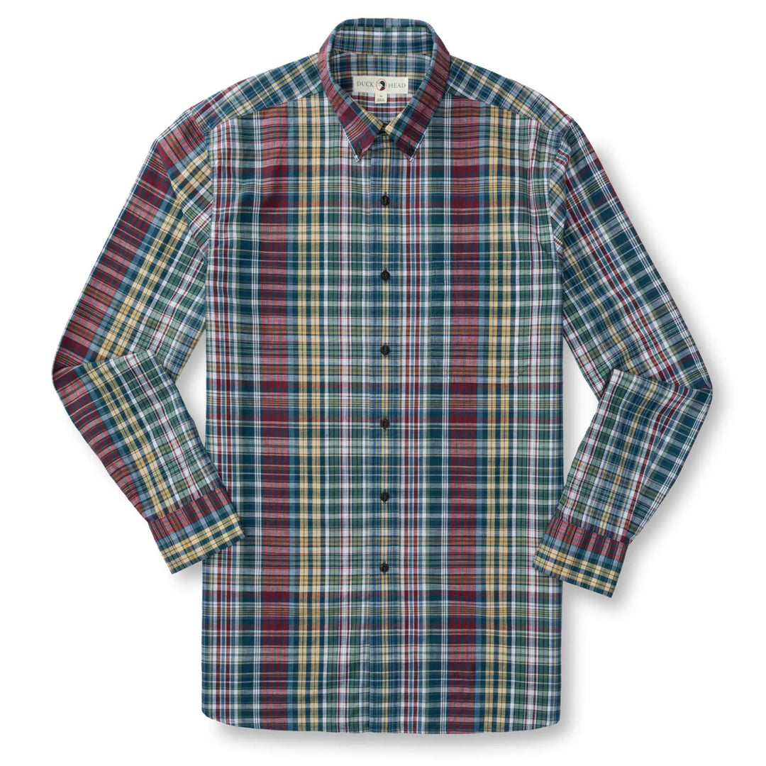 Duck Head Reid Plaid Cotton Slub Sport Shirt: Coronet Blue