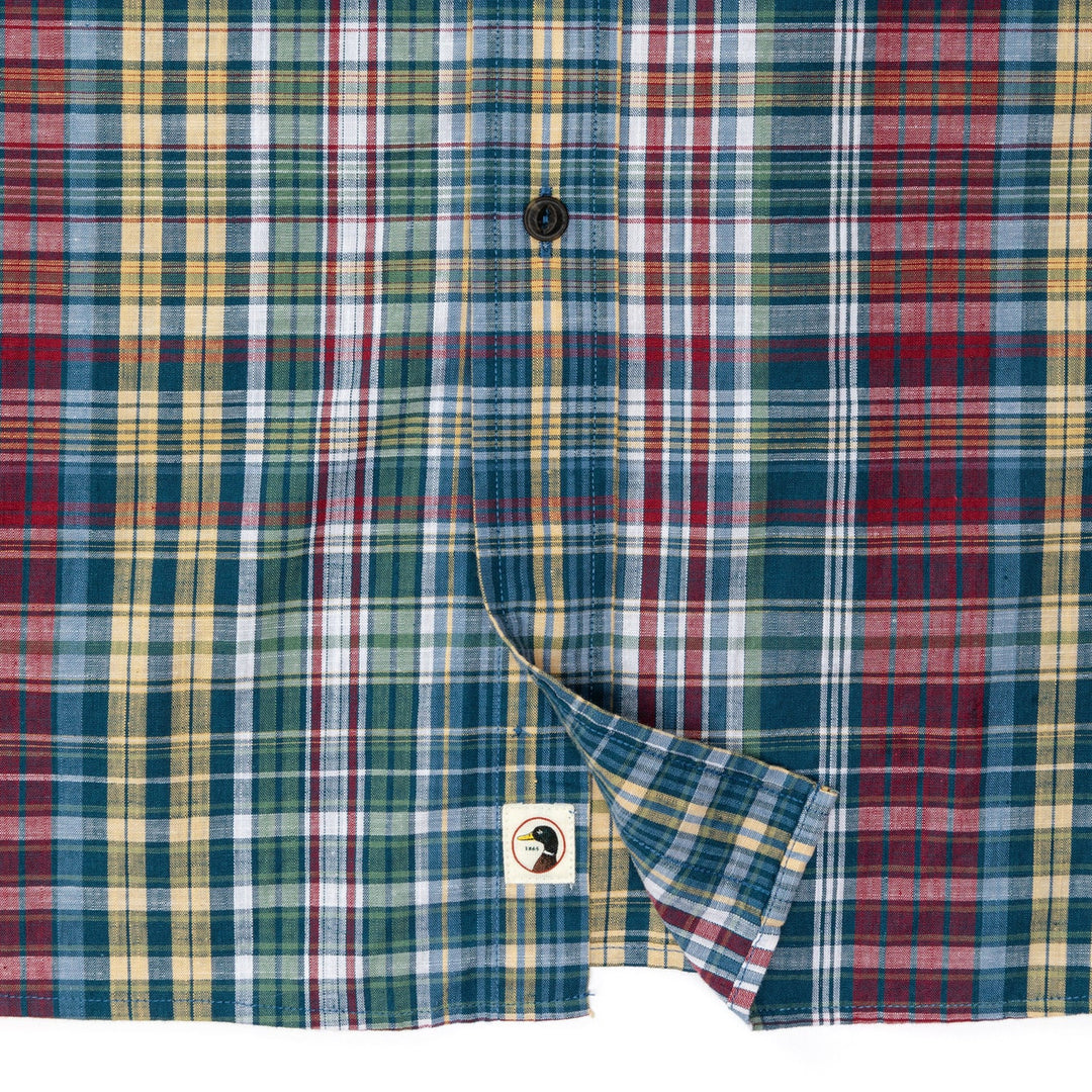 Duck Head Reid Plaid Cotton Slub Sport Shirt: Coronet Blue