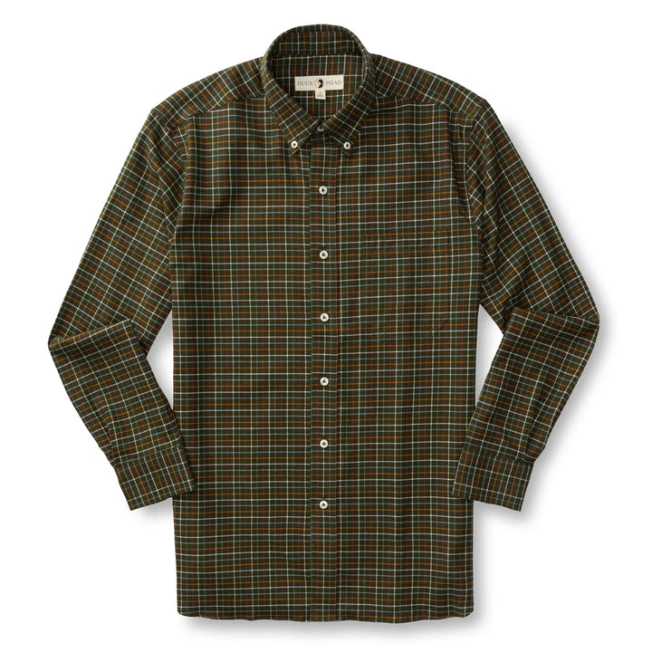 Duck Head Clement Plaid Cotton Flannel Sport Shirt: Dark Forest